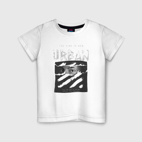 Детская футболка хлопок с принтом Black Urban Style в Белгороде, 100% хлопок | круглый вырез горловины, полуприлегающий силуэт, длина до линии бедер | black | urban | буквы | взгляд | глаза | лицо | минимализм | полосы | рваная | стиль | урбан | урбанистический