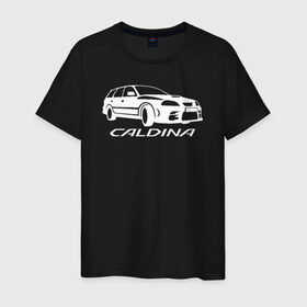Мужская футболка хлопок с принтом Toyota Caldina в Белгороде, 100% хлопок | прямой крой, круглый вырез горловины, длина до линии бедер, слегка спущенное плечо. | caldina | toyota | toyota caldina