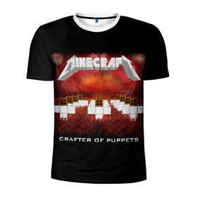Мужская футболка 3D спортивная с принтом Minecraft в Белгороде, 100% полиэстер с улучшенными характеристиками | приталенный силуэт, круглая горловина, широкие плечи, сужается к линии бедра | game | metallica | minecraft | mojang ab | игра | инди | майнкрафт | металлика
