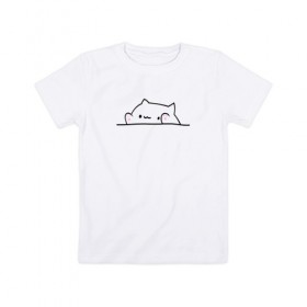 Детская футболка хлопок с принтом Милый котик в Белгороде, 100% хлопок | круглый вырез горловины, полуприлегающий силуэт, длина до линии бедер | кот | котенок | котик | милый котик | рисунок