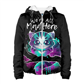 Женская куртка 3D ЧЕШИРСКИЙ КОТИК | АЛИСА В СТРАНЕ ЧУДЕС: в Белгороде, ткань верха — 100% полиэстер, подклад — флис | прямой крой, подол и капюшон оформлены резинкой с фиксаторами, два кармана без застежек по бокам, один большой потайной карман на груди. Карман на груди застегивается на липучку | alice in wonderland | cheshire cat | алиса в стране чудес | монстер хай | монстры | пуллип | чеширский кот