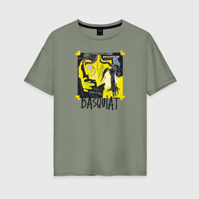 Женская футболка хлопок Oversize с принтом BASQUIAT ARTIST в Белгороде, 100% хлопок | свободный крой, круглый ворот, спущенный рукав, длина до линии бедер
 | живопись | искусство | картина | художники | шедевры