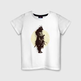 Детская футболка хлопок с принтом Самурай в Белгороде, 100% хлопок | круглый вырез горловины, полуприлегающий силуэт, длина до линии бедер | Тематика изображения на принте: japan | ninja | samurai | sekiro | катана | ниндзя | самураи | самурай | япония