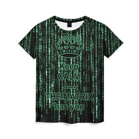 Женская футболка 3D с принтом THE MATRIX HAS YOU в Белгороде, 100% полиэфир ( синтетическое хлопкоподобное полотно) | прямой крой, круглый вырез горловины, длина до линии бедер | matrix | андерсон | киану | код | компьютер. монитор. пк | матрица | послание | ривз | сообщение | томас