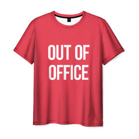 Мужская футболка 3D с принтом Out of office в Белгороде, 100% полиэфир | прямой крой, круглый вырез горловины, длина до линии бедер | break | not working | out of office | rest | status | vacation | вне офиса | не работаю | отдых | отпуск | перерыв | статус