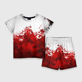 Детский костюм с шортами 3D с принтом Кровавые брызги в Белгороде,  |  | Тематика изображения на принте: blood | bloody | horror | texture | абстракция | брызги | в крови | краска | красная краска | кровавая | кровь | текстура | ужас