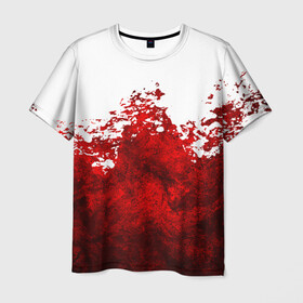 Мужская футболка 3D с принтом Кровавые брызги в Белгороде, 100% полиэфир | прямой крой, круглый вырез горловины, длина до линии бедер | blood | bloody | horror | texture | абстракция | брызги | в крови | краска | красная краска | кровавая | кровь | текстура | ужас