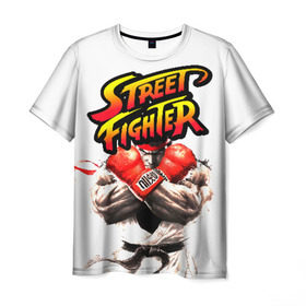 Мужская футболка 3D с принтом Street fighter в Белгороде, 100% полиэфир | прямой крой, круглый вырез горловины, длина до линии бедер | capcom | fighter | fighting | street | боец | суторито фаита | уличный | файтинг