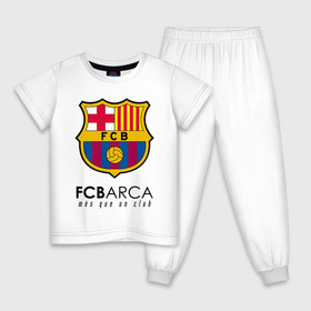 Детская пижама хлопок с принтом FC BARCELONA (BARCA) в Белгороде, 100% хлопок |  брюки и футболка прямого кроя, без карманов, на брюках мягкая резинка на поясе и по низу штанин
 | barca | barcelona | fc barca | барка | барселона