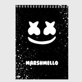 Скетчбук с принтом MARSHMELLO в Белгороде, 100% бумага
 | 48 листов, плотность листов — 100 г/м2, плотность картонной обложки — 250 г/м2. Листы скреплены сверху удобной пружинной спиралью | america | dj | marshmello | usa | америка | маршмелло