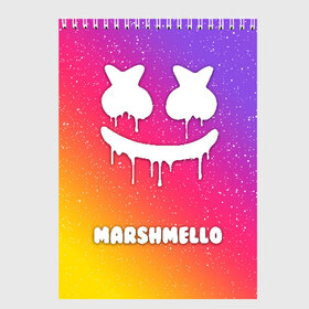 Скетчбук с принтом MARSHMELLO RAINBOW SPACE в Белгороде, 100% бумага
 | 48 листов, плотность листов — 100 г/м2, плотность картонной обложки — 250 г/м2. Листы скреплены сверху удобной пружинной спиралью | Тематика изображения на принте: america | dj | marshmello | usa | америка | маршмелло