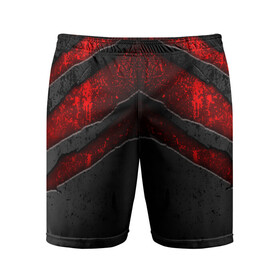 Мужские шорты спортивные с принтом Black  Red Metal в Белгороде,  |  | metal | texture | абстракция | камень | лава | метал | текстура | черная