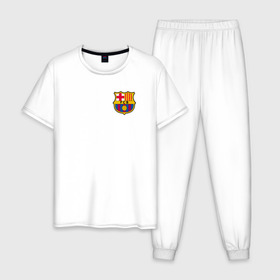 Мужская пижама хлопок с принтом FC BARCELONA в Белгороде, 100% хлопок | брюки и футболка прямого кроя, без карманов, на брюках мягкая резинка на поясе и по низу штанин
 | barca | barcelona | fc barca | барка | барселона