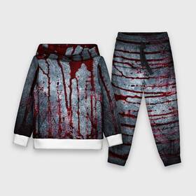Детский костюм 3D (с толстовкой) с принтом Кровь на металле в Белгороде,  |  | Тематика изображения на принте: blood | bloody | horror | texture | абстракция | брызги | в крови | краска | красная краска | кровавая | кровь | текстура | ужас
