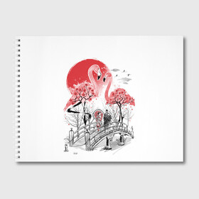 Альбом для рисования с принтом Сад Фламинго в Белгороде, 100% бумага
 | матовая бумага, плотность 200 мг. | bridge | flamingo | garden | geisha | japan | pink | sakura | samurai | tradition | мост | розовый | сад | сакура | самурай | традиция | фламинго | япония