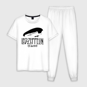 Мужская пижама хлопок с принтом Led Zeppelin в Белгороде, 100% хлопок | брюки и футболка прямого кроя, без карманов, на брюках мягкая резинка на поясе и по низу штанин
 | 