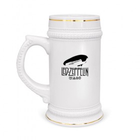 Кружка пивная с принтом Led Zeppelin в Белгороде,  керамика (Материал выдерживает высокую температуру, стоит избегать резкого перепада температур) |  объем 630 мл | Тематика изображения на принте: 