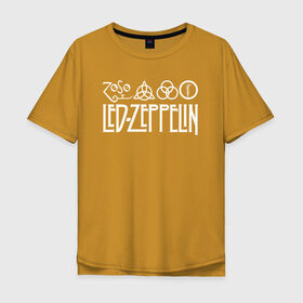 Мужская футболка хлопок Oversize с принтом Led Zeppelin в Белгороде, 100% хлопок | свободный крой, круглый ворот, “спинка” длиннее передней части | led | led zeppelin | lz | zoso | группа | джимми пейдж | джон генри бонэм | джон пол джонс | зосо | лед зепелен | лед зеппелин | ледзепелен | ледзеппелин | лз | метал | роберт плант | рок | тяжелый