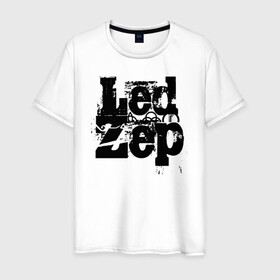 Мужская футболка хлопок с принтом LedZep в Белгороде, 100% хлопок | прямой крой, круглый вырез горловины, длина до линии бедер, слегка спущенное плечо. | led | led zep | led zeppelin | ledzep | lz | zoso | группа | джимми пейдж | джон генри бонэм | джон пол джонс | зосо | лед зепелен | лед зеппелин | ледзепелен | ледзеппелин | роберт плант | рок