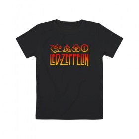 Детская футболка хлопок с принтом Led Zeppelin в Белгороде, 100% хлопок | круглый вырез горловины, полуприлегающий силуэт, длина до линии бедер | Тематика изображения на принте: led zeppelin | лед зеппелин