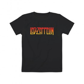Детская футболка хлопок с принтом Led Zeppelin в Белгороде, 100% хлопок | круглый вырез горловины, полуприлегающий силуэт, длина до линии бедер | Тематика изображения на принте: led zeppelin | лед зеппелин