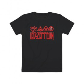 Детская футболка хлопок с принтом Led Zeppelin в Белгороде, 100% хлопок | круглый вырез горловины, полуприлегающий силуэт, длина до линии бедер | led zeppelin | лед зеппелин