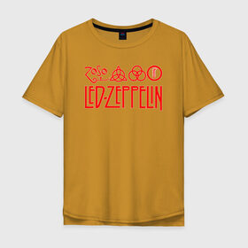 Мужская футболка хлопок Oversize с принтом Led Zeppelin в Белгороде, 100% хлопок | свободный крой, круглый ворот, “спинка” длиннее передней части | led zeppelin | лед зеппелин