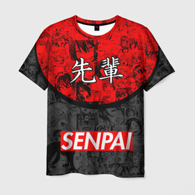 Мужская футболка 3D с принтом SENPAI (JAPAN 07) в Белгороде, 100% полиэфир | прямой крой, круглый вырез горловины, длина до линии бедер | ahegao | anime | japan | manga | sempai | senpai | аниме | ахегао | лицо | манга | семпай | сенпай | япония