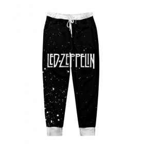 Мужские брюки 3D с принтом Led Zeppelin в Белгороде, 100% полиэстер | манжеты по низу, эластичный пояс регулируется шнурком, по бокам два кармана без застежек, внутренняя часть кармана из мелкой сетки | Тематика изображения на принте: 