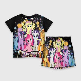 Детский костюм с шортами 3D с принтом MY LITTLE PONY в Белгороде,  |  | my little pony | pinkie pie | scootaloo | spike | sweaty balls | искорка | крошка бель | маленькие пони | мульфтфильм | пони | си | скутолу | эппл блум