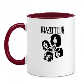 Кружка двухцветная с принтом Led Zeppelin в Белгороде, керамика | объем — 330 мл, диаметр — 80 мм. Цветная ручка и кайма сверху, в некоторых цветах — вся внутренняя часть | Тематика изображения на принте: led | led zep | led zeppelin | ledzep | lz | zoso | группа | джимми пейдж | джон генри бонэм | джон пол джонс | зосо | лед зепелен | лед зеппелин | ледзепелен | ледзеппелин | роберт плант | рок