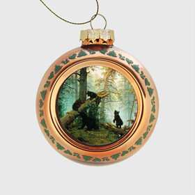 Стеклянный ёлочный шар с принтом Утро в сосновом лесу в Белгороде, Стекло | Диаметр: 80 мм | живопись | искусство | картина | художники | шедевры