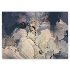 Поздравительная открытка с принтом Царевна лебедь в Белгороде, 100% бумага | плотность бумаги 280 г/м2, матовая, на обратной стороне линовка и место для марки
 | живопись | искусство | картина | художники | шедевры