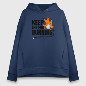 Женское худи Oversize хлопок с принтом Keep The Fire в Белгороде, френч-терри — 70% хлопок, 30% полиэстер. Мягкий теплый начес внутри —100% хлопок | боковые карманы, эластичные манжеты и нижняя кромка, капюшон на магнитной кнопке | Тематика изображения на принте: double staff | fan | fire fans | fire show | flow art | poi | spin | веера | дабл стафф | даблы | жонглер | пои | спиннер | фаер шоу | фаерщик