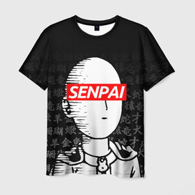 Мужская футболка 3D с принтом SENPAI ONE PUNCH MAN в Белгороде, 100% полиэфир | прямой крой, круглый вырез горловины, длина до линии бедер | one punch man | onepunchman | oppai | saitama | ван панч мен | ванпанчмен | макото миядзаки | сайтама | человек один удар