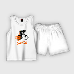 Детская пижама с шортами хлопок с принтом Scratch в Белгороде,  |  | bicycle racer | bicycling | bike | helmet | race | scratch | speed | sportsman | trek | велогонка | велогонщик | велосипед | гонка | скорость | спортсмен | трек | шлем