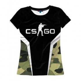 Женская футболка 3D с принтом CS:GO Camouflage в Белгороде, 100% полиэфир ( синтетическое хлопкоподобное полотно) | прямой крой, круглый вырез горловины, длина до линии бедер | conter | counter | cs go | csgo | global | offensive | strike | контер | кс го | ксго | страйк