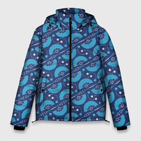Мужская зимняя куртка 3D с принтом Fire performer pattern blue в Белгороде, верх — 100% полиэстер; подкладка — 100% полиэстер; утеплитель — 100% полиэстер | длина ниже бедра, свободный силуэт Оверсайз. Есть воротник-стойка, отстегивающийся капюшон и ветрозащитная планка. 

Боковые карманы с листочкой на кнопках и внутренний карман на молнии. | double staff | fan | fire fans | fire show | flow art | poi | spin | веера | дабл стафф | даблы | жонглер | пои | спиннер | фаер шоу | фаерщик