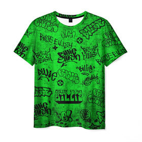 Мужская футболка 3D с принтом Billie Eilish Graffiti Grunge в Белгороде, 100% полиэфир | прямой крой, круглый вырез горловины, длина до линии бедер | Тематика изображения на принте: billie | eilish | graffiti | grunge | айлиш | билли | граффити | татуировки