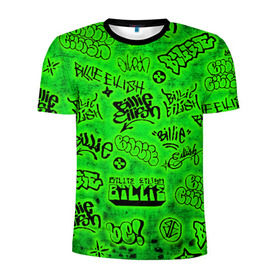 Мужская футболка 3D спортивная с принтом Billie Eilish Graffiti glow в Белгороде, 100% полиэстер с улучшенными характеристиками | приталенный силуэт, круглая горловина, широкие плечи, сужается к линии бедра | billie | eilish | glow | graffiti | grunge | айлиш | билли | граффити | кислота | татуировки