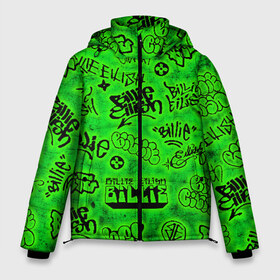 Мужская зимняя куртка 3D с принтом Billie Eilish Graffiti glow в Белгороде, верх — 100% полиэстер; подкладка — 100% полиэстер; утеплитель — 100% полиэстер | длина ниже бедра, свободный силуэт Оверсайз. Есть воротник-стойка, отстегивающийся капюшон и ветрозащитная планка. 

Боковые карманы с листочкой на кнопках и внутренний карман на молнии. | Тематика изображения на принте: billie | eilish | glow | graffiti | grunge | айлиш | билли | граффити | кислота | татуировки