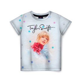 Детская футболка 3D с принтом Taylor Swift в Белгороде, 100% гипоаллергенный полиэфир | прямой крой, круглый вырез горловины, длина до линии бедер, чуть спущенное плечо, ткань немного тянется | Тематика изображения на принте: lover | taylor swift | taylor swift lover | тэйлор свифт