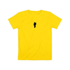 Детская футболка хлопок с принтом BILLIE EILISH(+НА СПИНЕ) в Белгороде, 100% хлопок | круглый вырез горловины, полуприлегающий силуэт, длина до линии бедер | Тематика изображения на принте: 