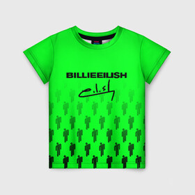 Детская футболка 3D с принтом BILLIE EILISH (автограф) в Белгороде, 100% гипоаллергенный полиэфир | прямой крой, круглый вырез горловины, длина до линии бедер, чуть спущенное плечо, ткань немного тянется | be | billie | billie eilish | билли | билли айлиш