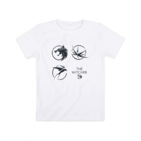 Детская футболка хлопок с принтом Ведьмак нетфликс в Белгороде, 100% хлопок | круглый вырез горловины, полуприлегающий силуэт, длина до линии бедер | 