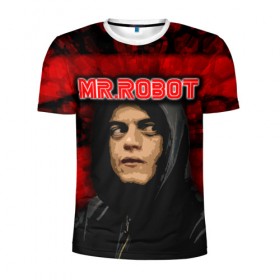 Мужская футболка 3D спортивная с принтом Mr.robot в Белгороде, 100% полиэстер с улучшенными характеристиками | приталенный силуэт, круглая горловина, широкие плечи, сужается к линии бедра | robot | драма | мистер | мистер робот | психологический триллер | рами малек | робот | технотриллер