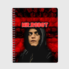 Тетрадь с принтом Mr robot в Белгороде, 100% бумага | 48 листов, плотность листов — 60 г/м2, плотность картонной обложки — 250 г/м2. Листы скреплены сбоку удобной пружинной спиралью. Уголки страниц и обложки скругленные. Цвет линий — светло-серый
 | robot | драма | мистер | мистер робот | психологический триллер | рами малек | робот | технотриллер