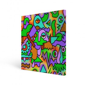 Холст квадратный с принтом PSY GEOMETRY в Белгороде, 100% ПВХ |  | abstract | abstraction | color | geometry | paitnt | psy | абстракция | геометрия | краски | неоновые | психоделика