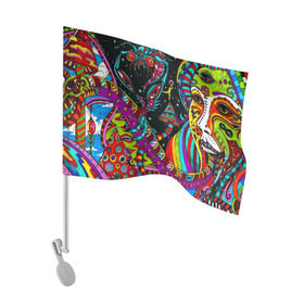 Флаг для автомобиля с принтом психоделика в Белгороде, 100% полиэстер | Размер: 30*21 см | abstract | abstraction | color | geometry | paitnt | psy | абстракция | геометрия | краски | неоновые | психоделика