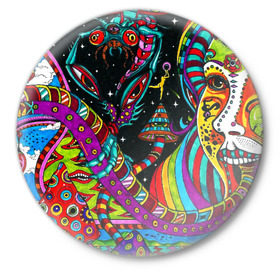 Значок с принтом психоделика в Белгороде,  металл | круглая форма, металлическая застежка в виде булавки | abstract | abstraction | color | geometry | paitnt | psy | абстракция | геометрия | краски | неоновые | психоделика